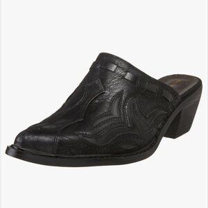 NWT Roper Women's 1555 Western Mule Cowgirl Syn Leather Shoes Heels Black 9.5
